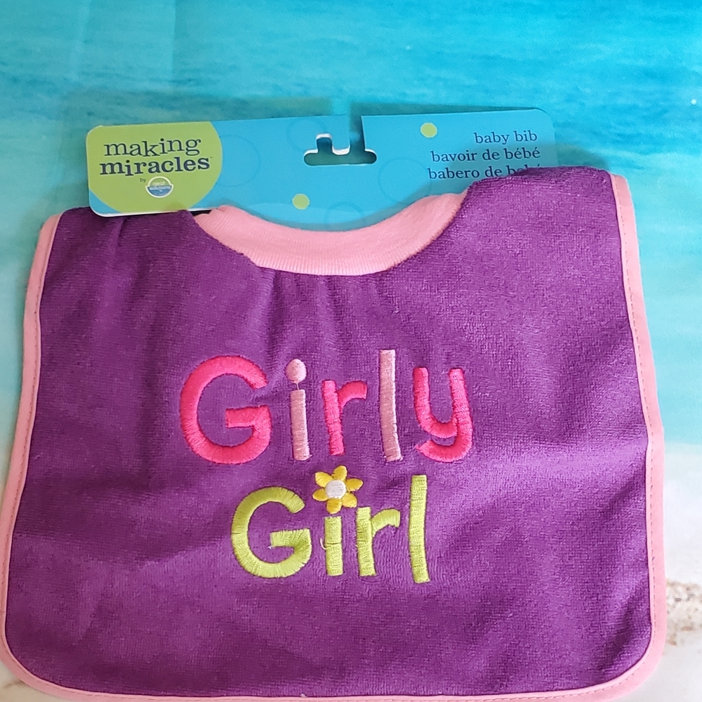 Girly Girl bib purple and pink new